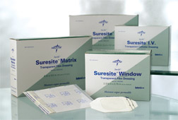 Medline Suresite Transparent Film Dressing - Matrix, 4" x 4.75"